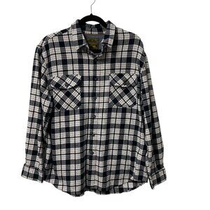 ANCHORAGE EXPEDITION SHIRT FLANNEL PLAID MENS XL COTTON MIDWEIGHT BLACK WHITE
